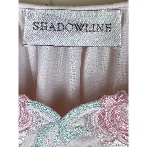Vintage Nightgown/Robe Set Women’s Size Medium Shadowline Pink Nylon Rose Trim - Picture 6 of 13